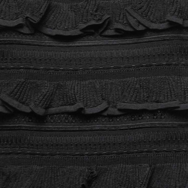 Pre Owned Zimmermann Black Knit Tiered Ruffle Sleeveless Maxi Dress L