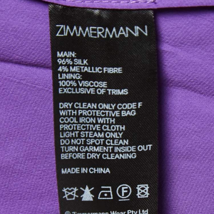 Pre Owned Zimmermann Purple Printed Silk Midi Skirt S