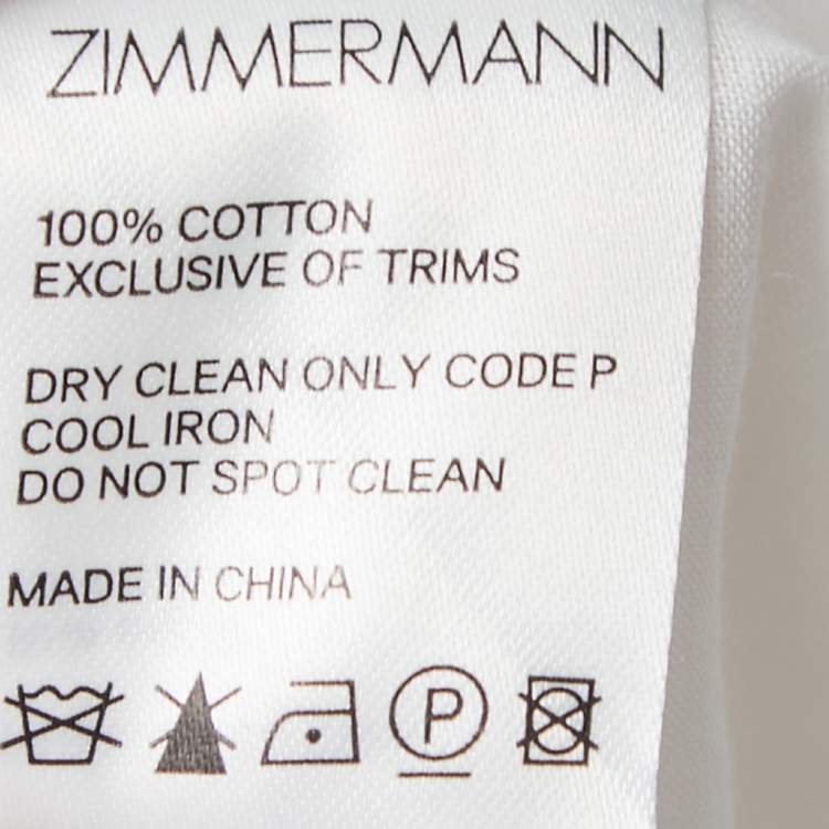 Pre Owned Zimmermann White Multicolor Dot Printed Cotton Midi Skirt M