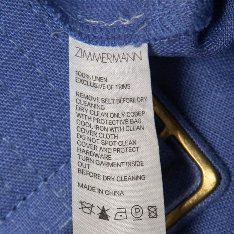 Pre Owned Zimmerman Blue Linen Corsage Belted Shorts M