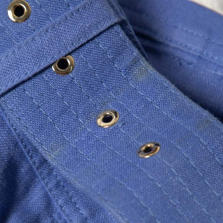 Pre Owned Zimmerman Blue Linen Corsage Belted Shorts M