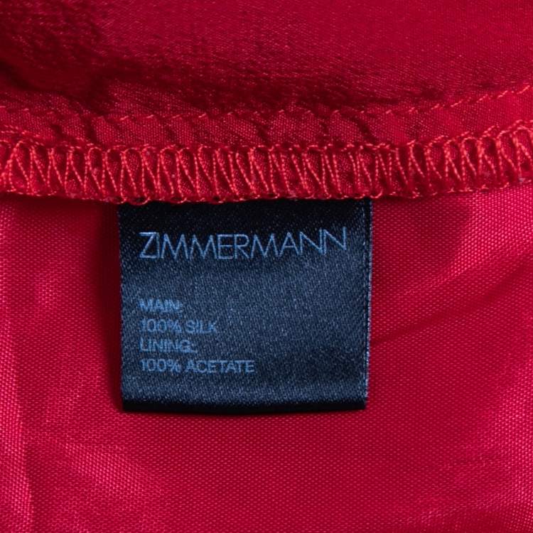 مملوكة مسبقًا Zimmermann Red Silk Plunge Draped Dress M