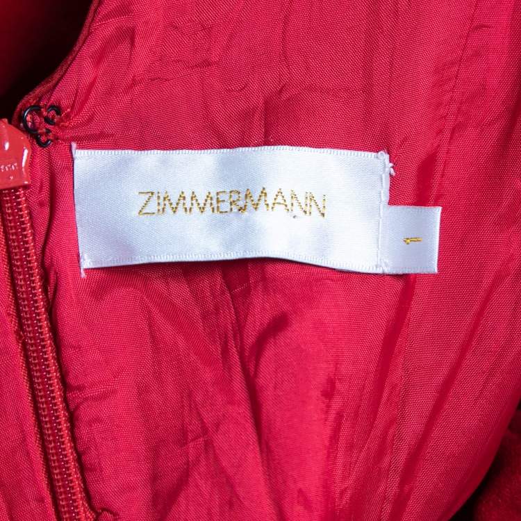 مملوكة مسبقًا Zimmermann Red Silk Plunge Draped Dress M