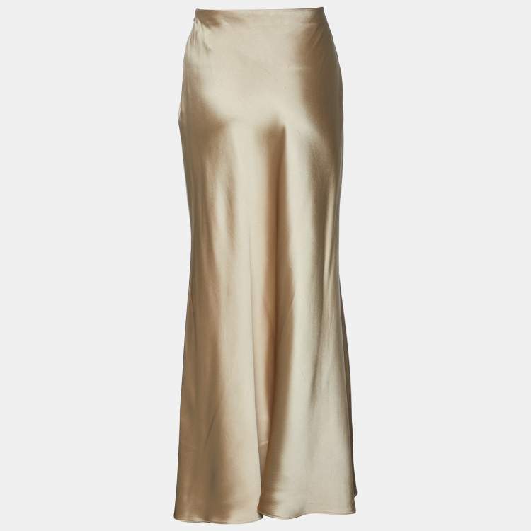 Pre Owned Zimmermann Gold Sateen Unbridled Valiant Maxi Skirt S