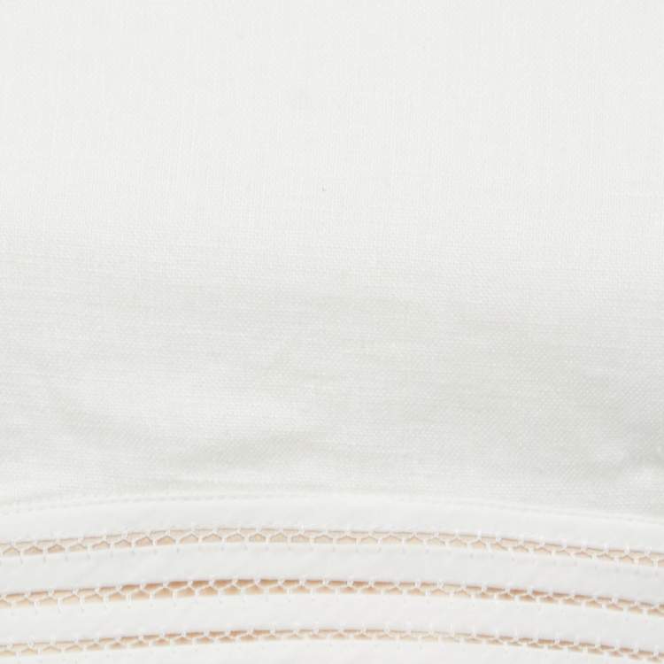Pre Owned Zimmermann Off-White Linen Crop Top M