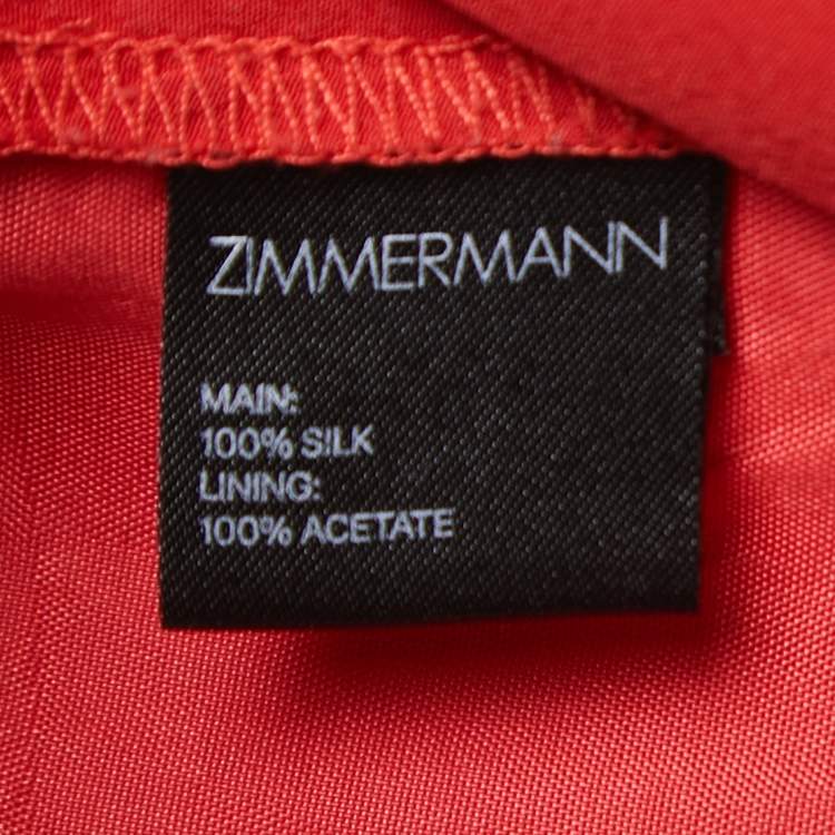 Pre Owned Zimmermann Red Silk Draped Strappy Midi Dress M