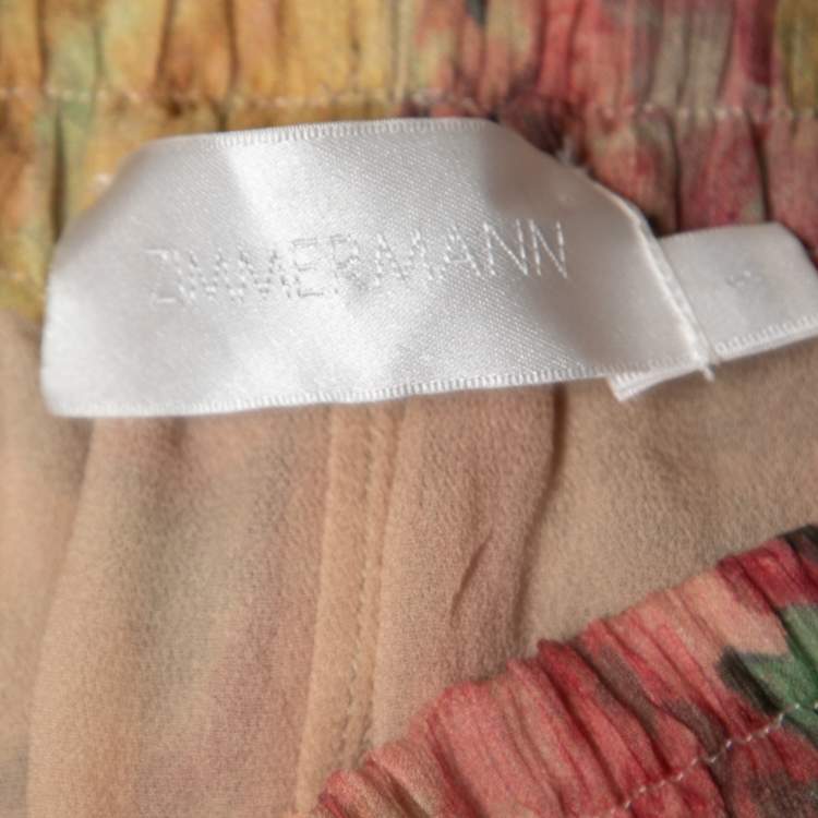 مملوكة مسبقًا Zimmermann Multicolor Printed Silk Chiffon Palazzo Pants M
