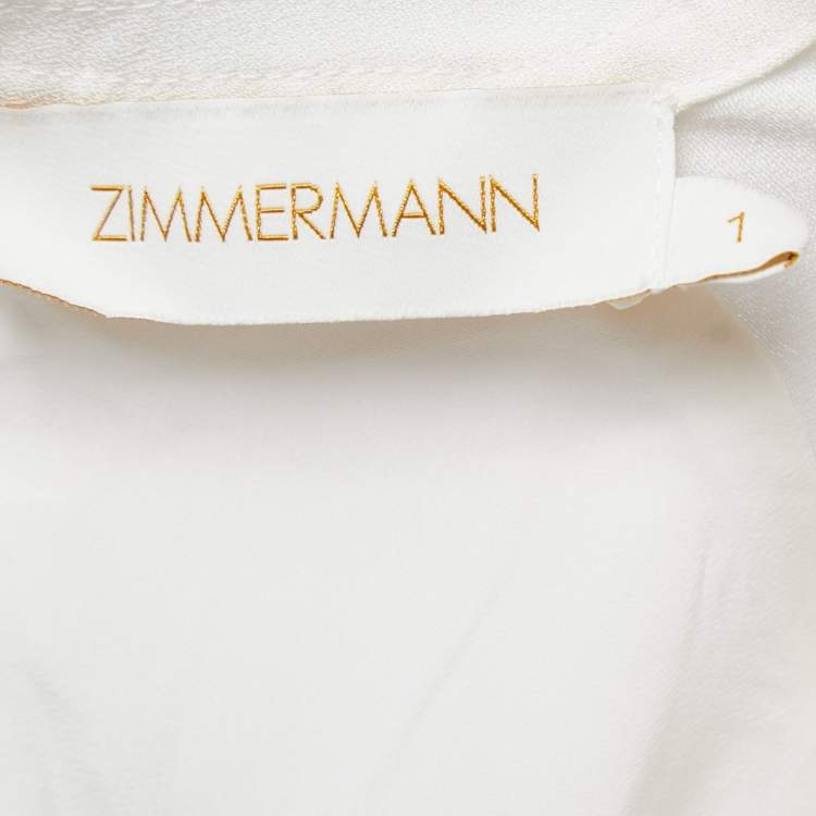 Pre Owned Zimmermann White Crepe Long Sleeve Flared Maxi Dress L