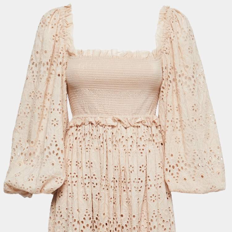 مملوكة مسبقًا Zimmermann Pink Eyelet Cotton Maxi Dress M
