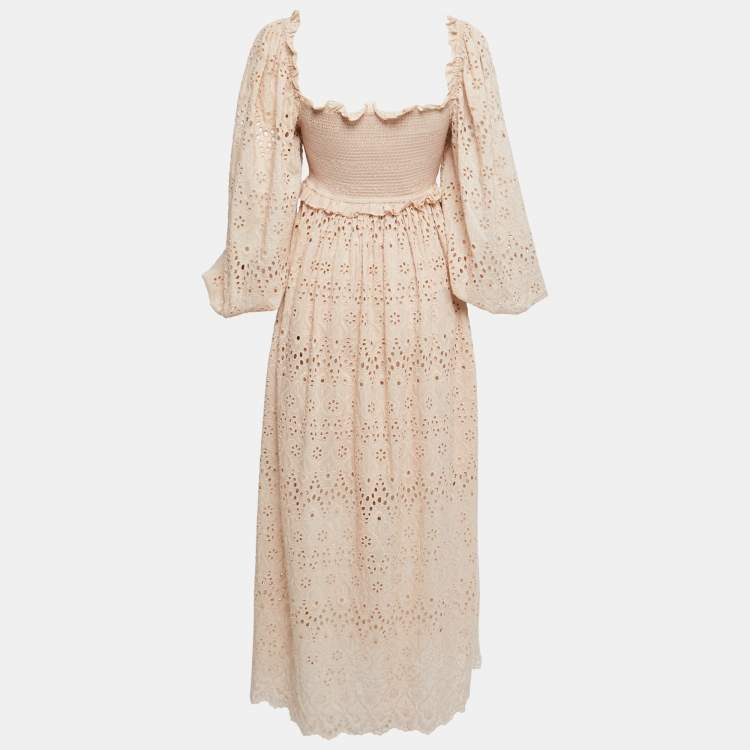 مملوكة مسبقًا Zimmermann Pink Eyelet Cotton Maxi Dress M