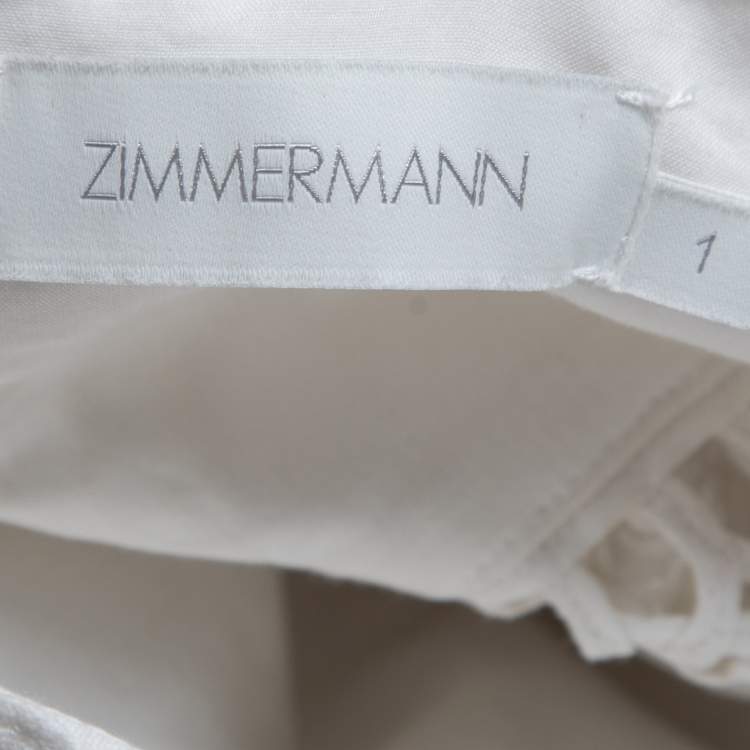 Pre Owned Zimmermann White Floral Cotton & Linen Sleeveless Midi Dress M