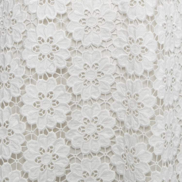 Pre Owned Zimmermann White Floral Cotton & Linen Sleeveless Midi Dress M