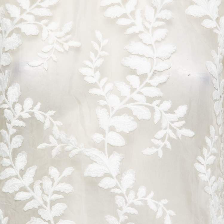 Pre Owned Zimmermann White Embroidered Silk Oversized Top S