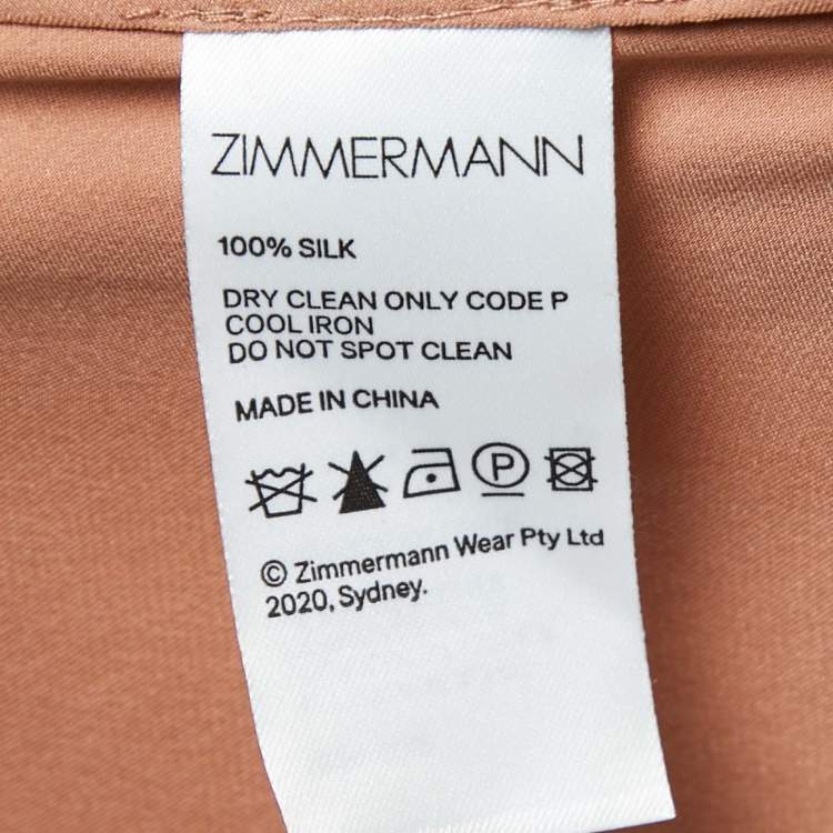 Pre Owned Zimmermann Dusty Pink Silk Satin Wrap On Midi Dress M