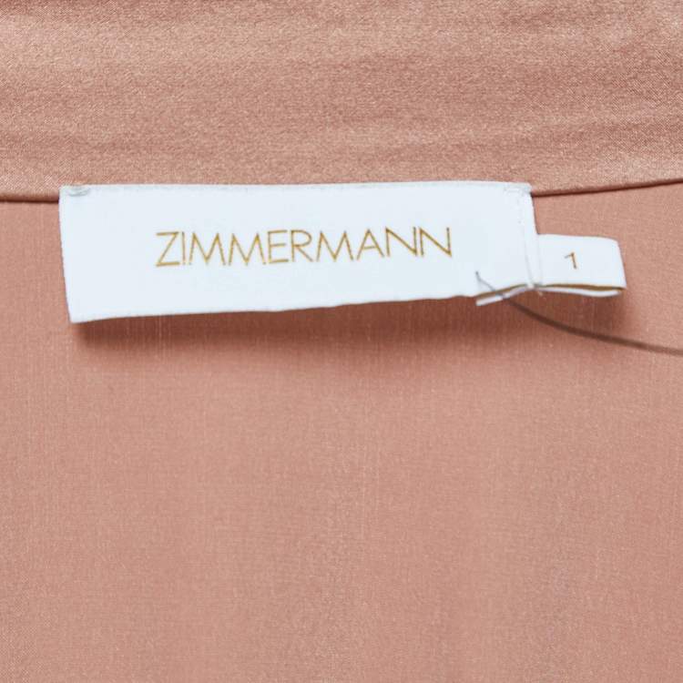 Pre Owned Zimmermann Dusty Pink Silk Satin Wrap On Midi Dress M