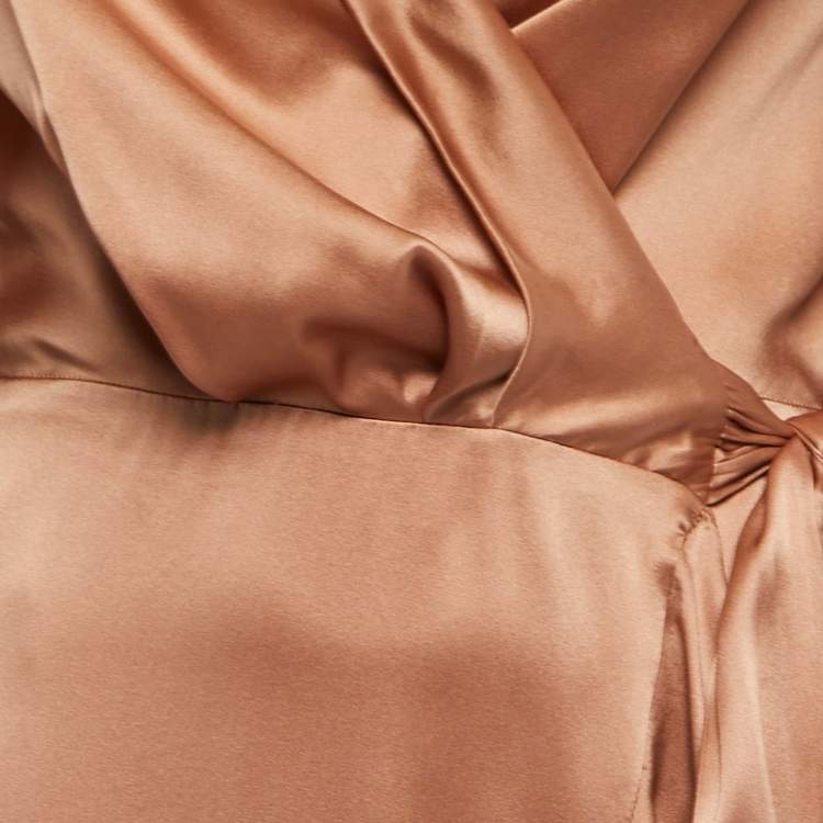 Pre Owned Zimmermann Dusty Pink Silk Satin Wrap On Midi Dress M