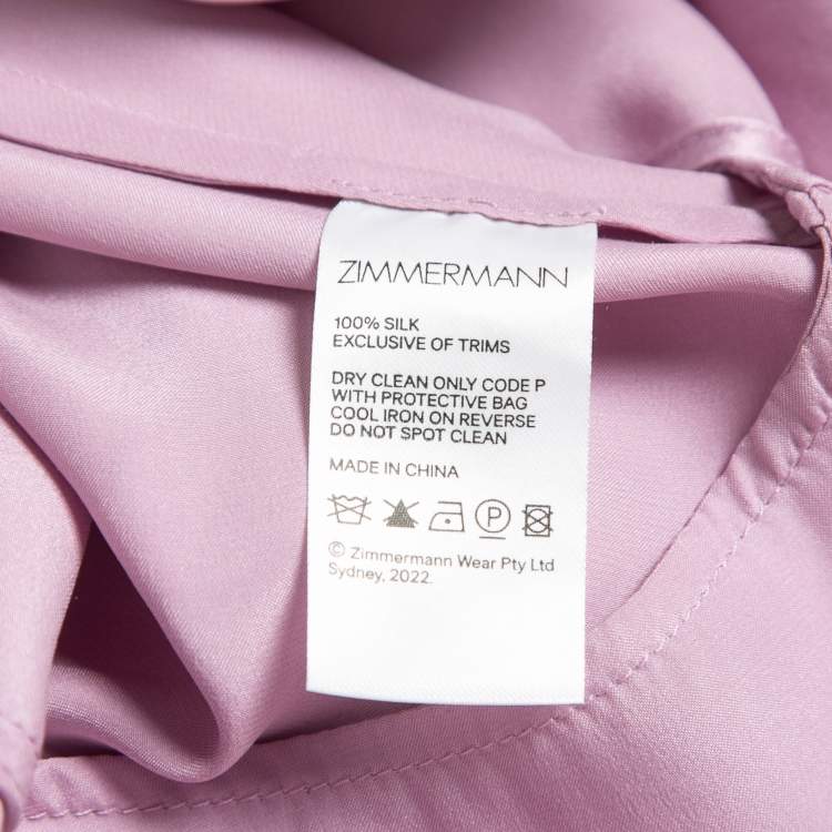 Pre Owned Zimmermann Purple Silk Satin Wrap On Asymmetrical Midi Dress M