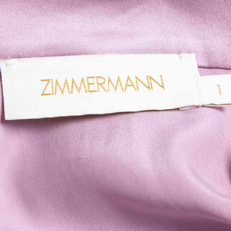 Pre Owned Zimmermann Purple Silk Satin Wrap On Asymmetrical Midi Dress M