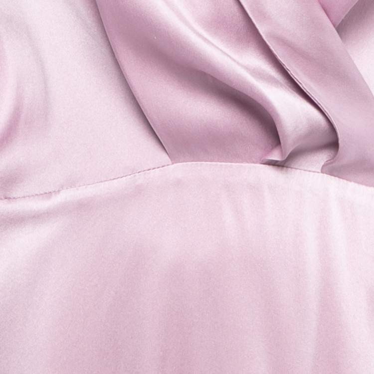 Pre Owned Zimmermann Purple Silk Satin Wrap On Asymmetrical Midi Dress M