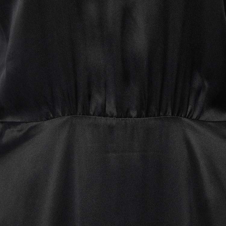Pre Owned Zimmermann Black Silk Satin Ruffled Midi Dress XS