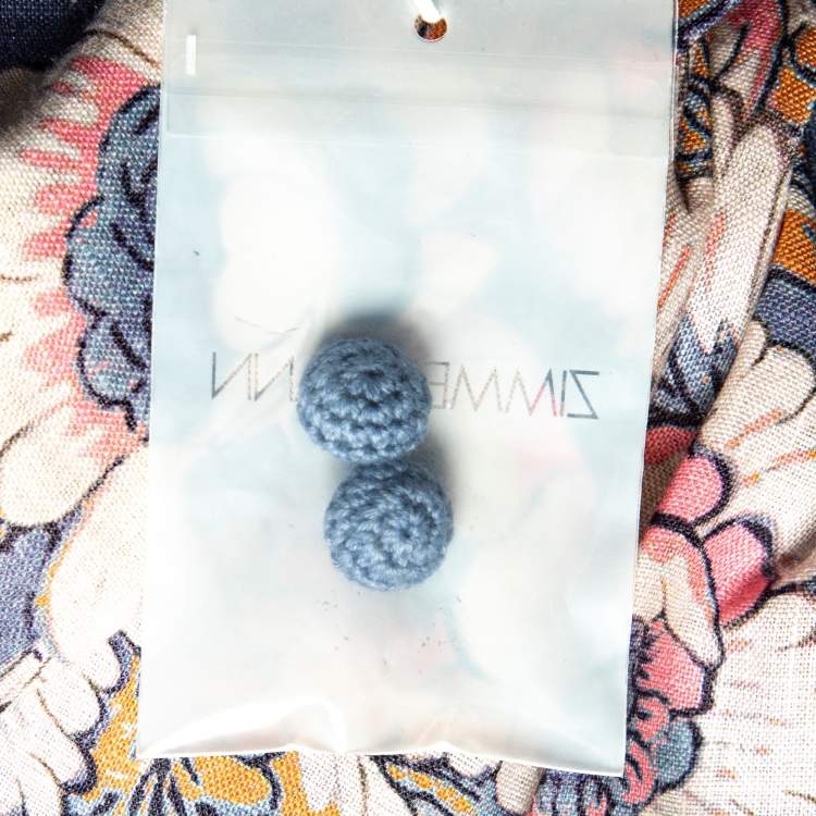 Pre Owned Zimmermann Blue Floral Printed Linen Vitali Belted Maxi Dress M