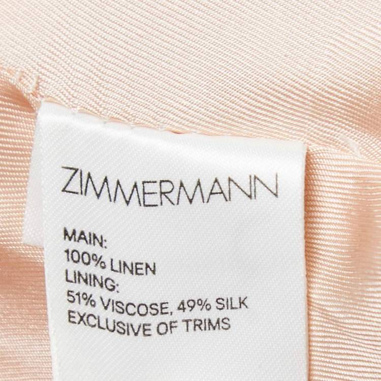 Pre Owned Zimmermann Light Pink Striped Linen Lace Up Shorts M