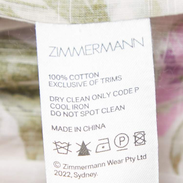 مملوكة مسبقًا Zimmermann Multicolor Floral Printed Cotton Wrap Midi Dress L