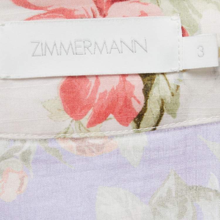 مملوكة مسبقًا Zimmermann Multicolor Floral Printed Cotton Wrap Midi Dress L