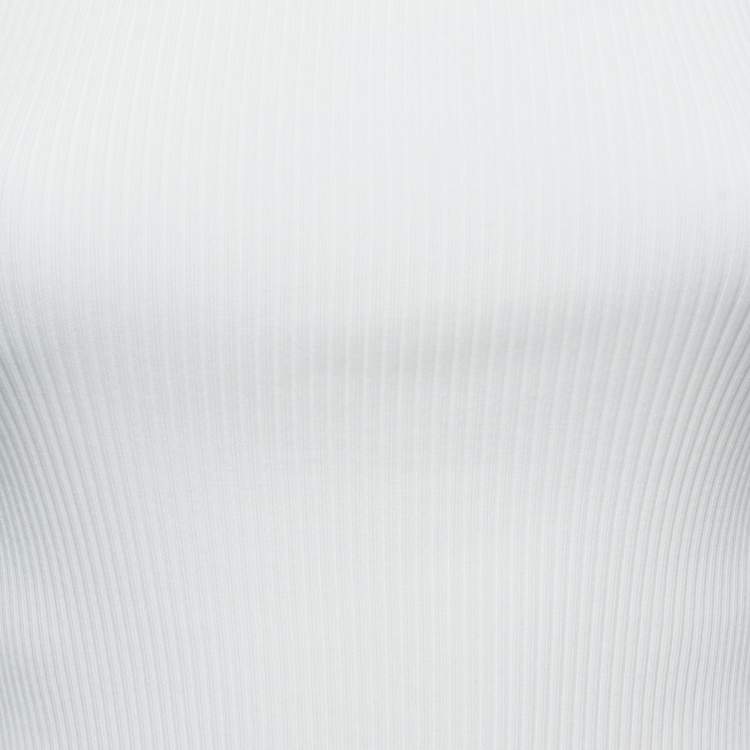 Pre Owned Zimmermann White Rib Knit Sleeveless Tie Up Top S