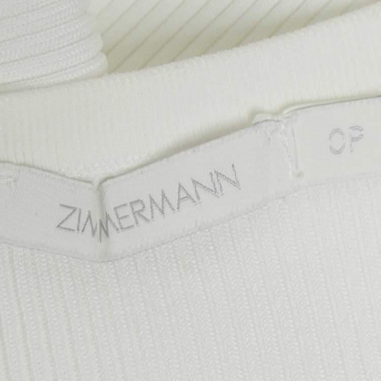 Pre Owned Zimmermann White Rib Knit Sleeveless Tie Up Top S