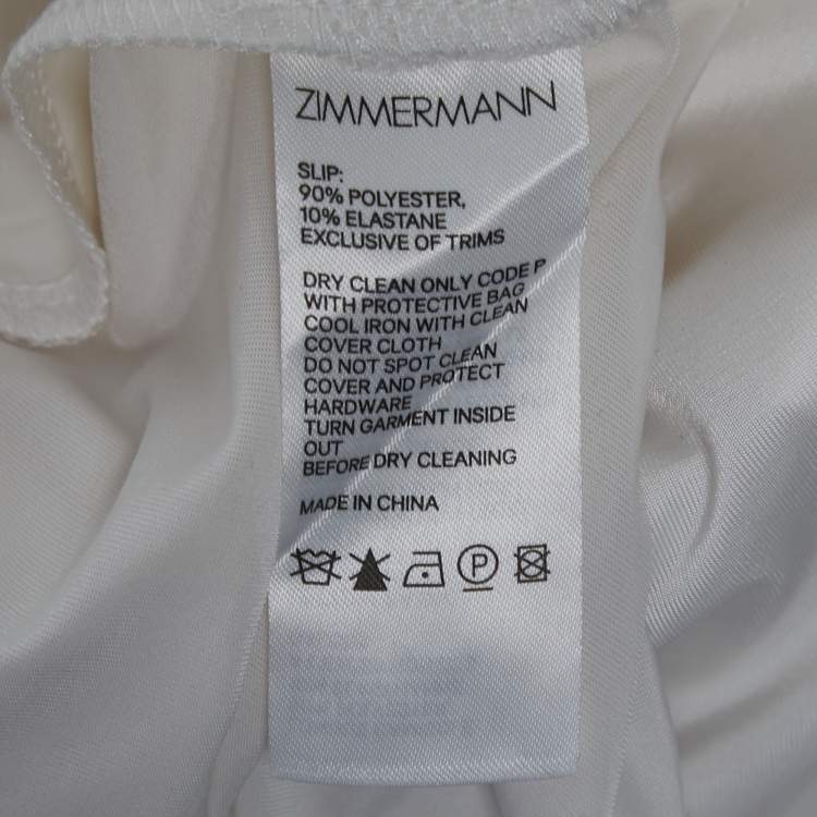 Pre Owned Zimmermann White Dotted Chiffon Belted Mini Dress L