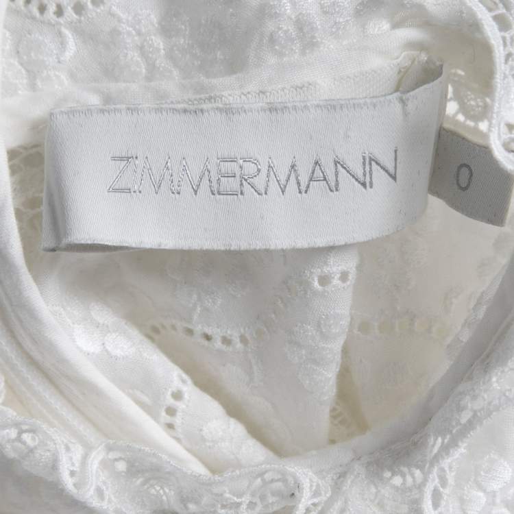 Pre Owned Zimmermann White Lace Paneled Veneto Perennial Belted Dress S