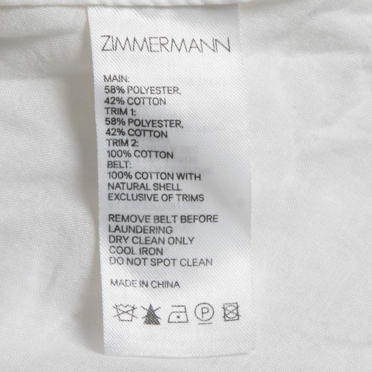 Pre Owned Zimmermann White Lace Paneled Veneto Perennial Belted Dress S