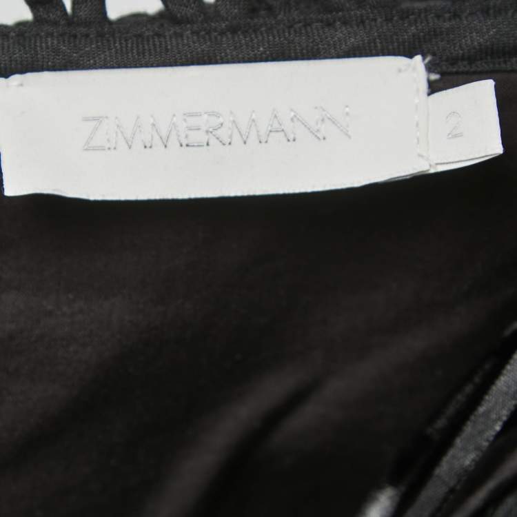 Pre Owned Zimmermann Black Linen Off-Shoulder Cropped Top M 