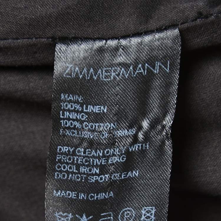 Pre Owned Zimmermann Black Linen Off-Shoulder Cropped Top M 