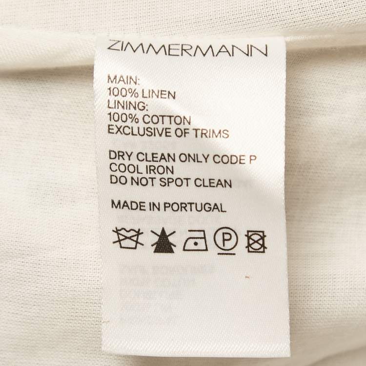 Pre Owned Zimmermann White Floral Printed Linen Mini Dress M