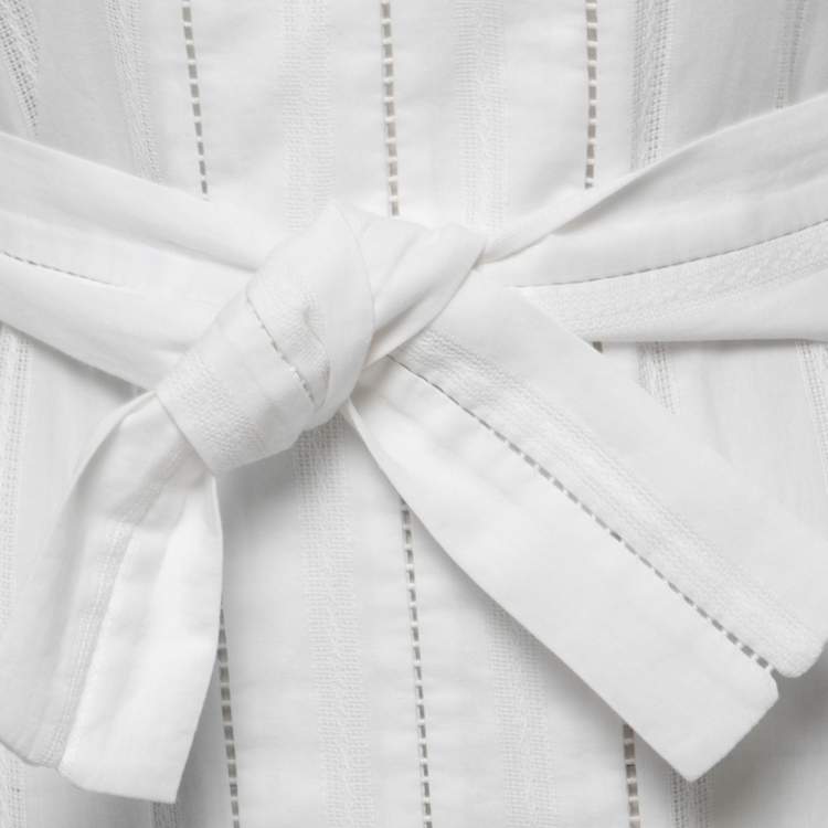 Pre Owned Zimmermann White Cotton Belted Tunic Maxi Dress S