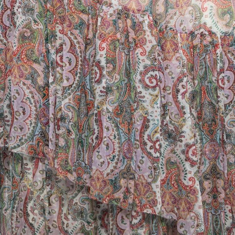 Pre Owned Zimmermann Multicolor Paisley Printed Silk Asymmetrical Skirt M