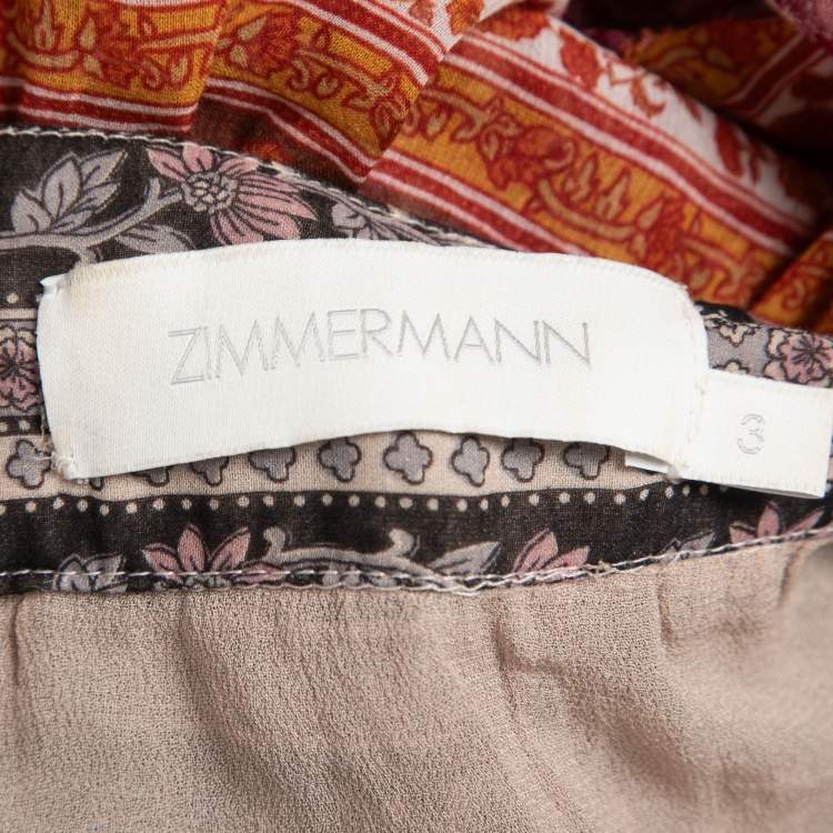 Pre Owned Zimmermann Multicolor Paisley Printed Silk Tiered Midi Dress L
