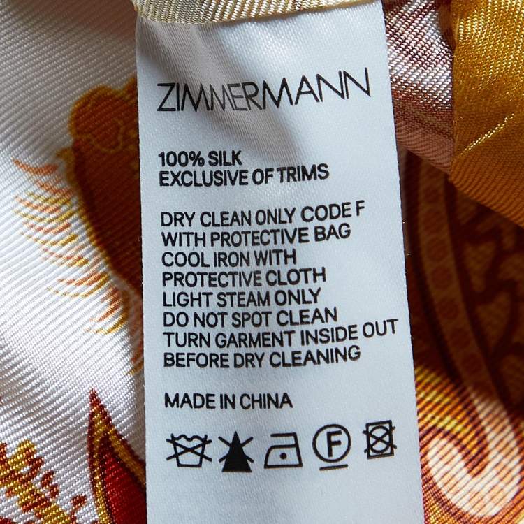 Pre Owned Zimmermann White Floral Printed Silk High Low Hem Mini Skirt S