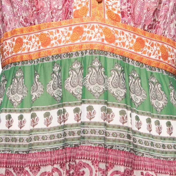 Pre Owned Zimmermann Multicolor Paisley Cotton Blend Tiered Maxi Dress L