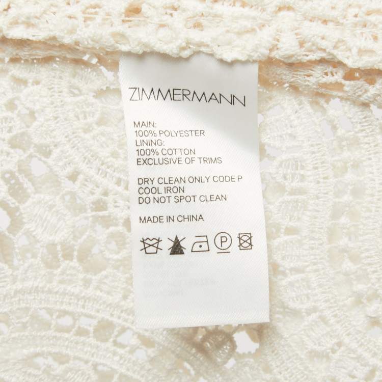 Pre Owned Zimmermann Off-White Patterned Knit Button Front V-Neck Mini Dress M