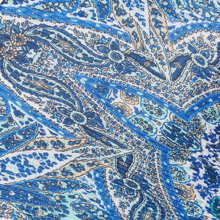 Pre Owned Zimmermann Blue Plisse Moncur Ruffle Neck Crop Top M