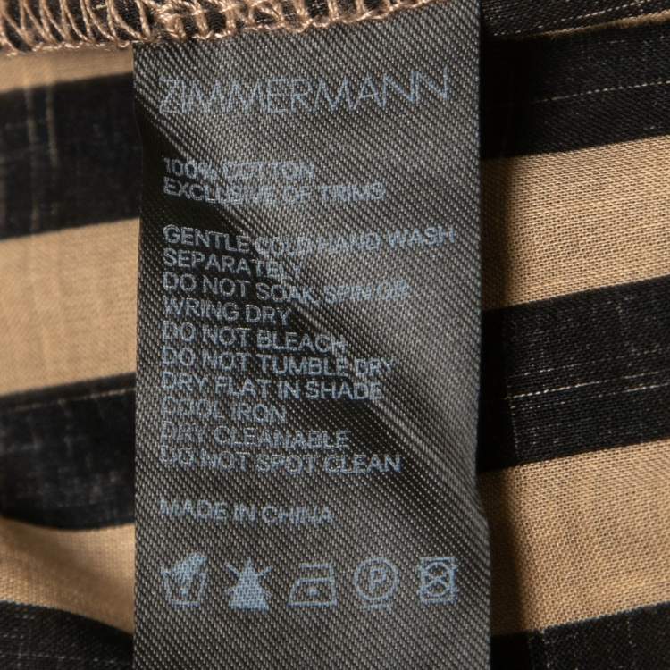 مملوكة مسبقًا Zimmermann Brown/Black Striped Cotton Plunge Neck Maxi Dress M