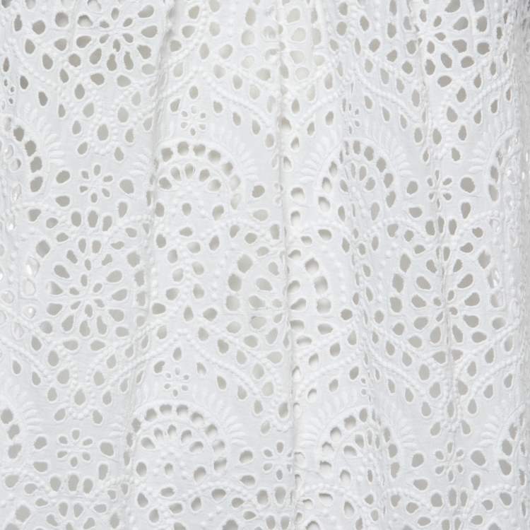 Pre Owned Zimmermann White Eyelet Cotton Top S