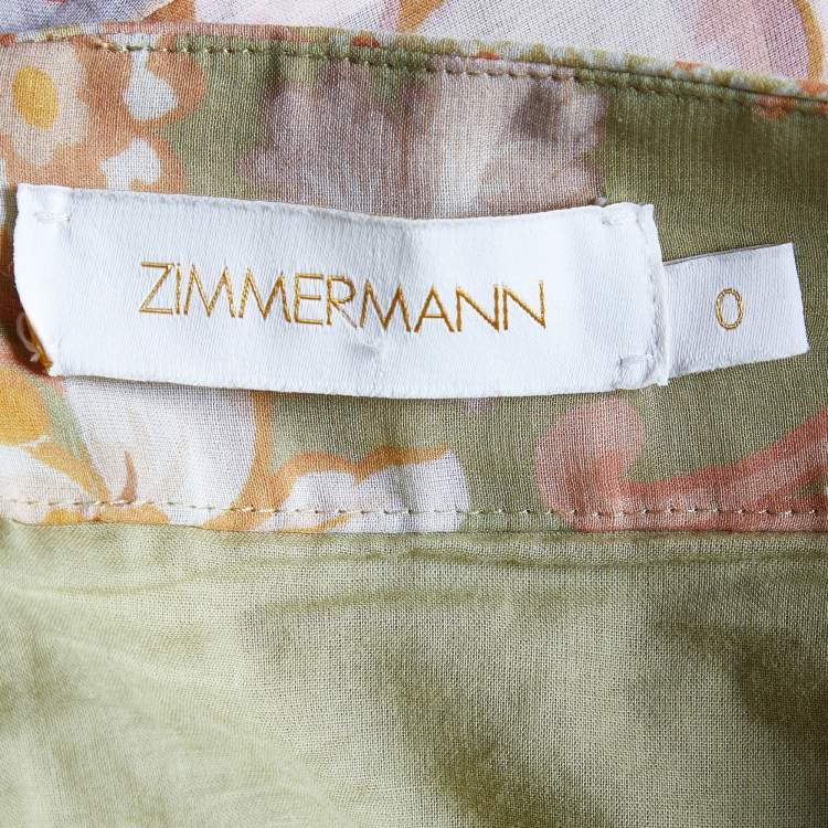Pre Owned Zimmermann Multicolor Floral Printed Cotton & Silk Ruffled Postcard Belted Midi Skirt S