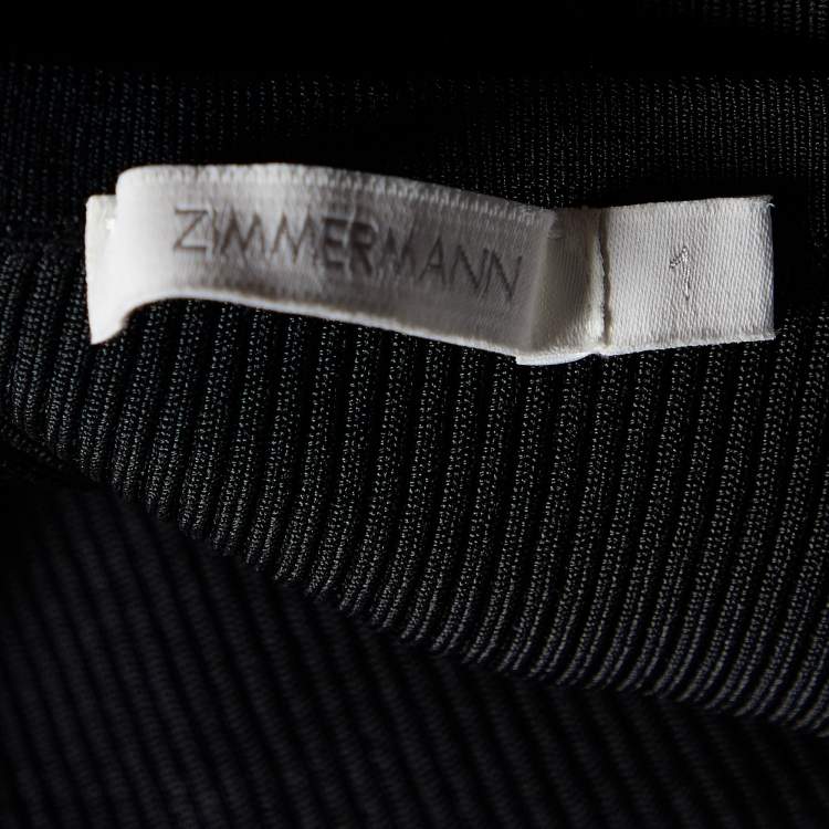 مملوكة مسبقًا Zimmermann Black Rib Knit Lulu'Tie Shoulder Detail Tank Top XS