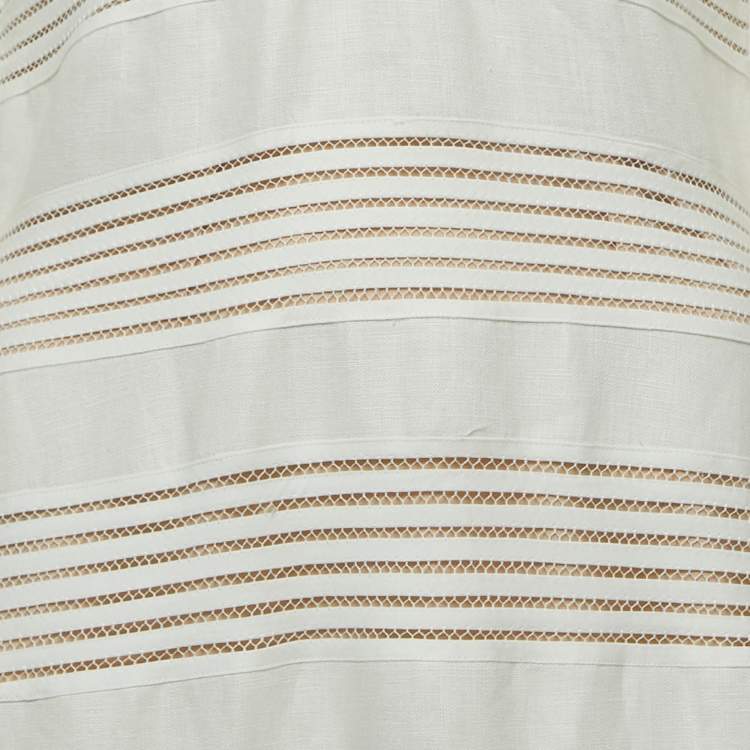 Pre Owned Zimmermann White Linen Blouson Sleeve Maxi Dress L