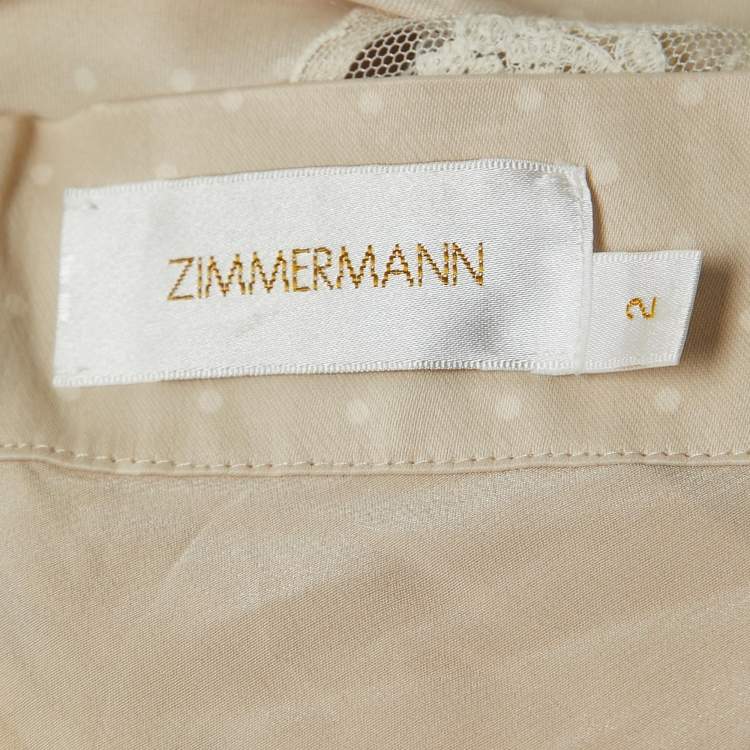 Pre Owned Zimmermann Cream Satin Lace Trimmed Maxi Skirt L