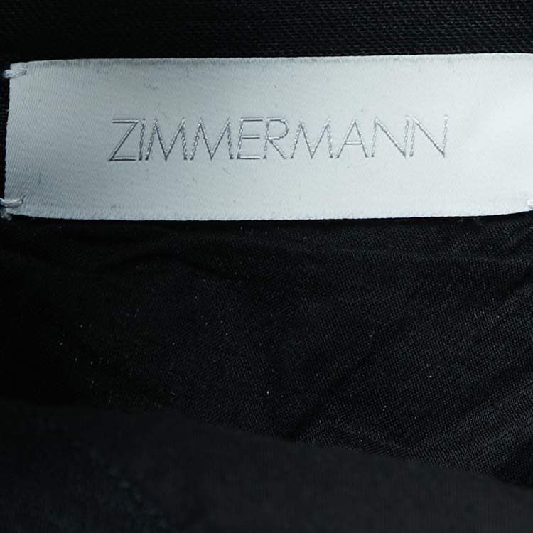 Pre Owned Zimmermann Black Floral Embroidered Linen Open-Back Midi Dress S 